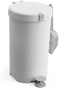 Modkat Premium Litter Keeper - Cat Litter Disposal (Includes Litter Scoop, 2X Bamboo Charcoal Filters, and 10x Recycled Waste Bags, White and Gray