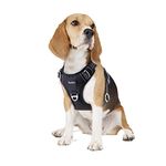 Funfox Dog Harness Medium, No Pull Vest Harness with 2 Clips Training Anti Pull, Adjustable Pet Harness Soft with Vertical Handle, Night Reflection Safe Walking Small Medium Breed Black M