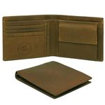 deLausier La Première | Handmade Slim Mens Wallet in Fine Leather, with RFID Blocking, Coin Pocket and 7 Credit Card Holder Slots, in Wooden Gift Box (Sand Dust)