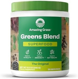 Amazing Grass Greens Blend Superfood: Greens Powder Mix for Energy, with Organic Spirulina, Chlorella, Beet Root Powder, Digestive Enzymes & Probiotics, Original, 30 Servings (Packaging May Vary)