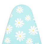 Encasa Homes Ironing Board Cover with 3mm Thick Felt Pad for Steam Press (Fits Standard X-Large Boards of 135x45 cm) Heat Reflective, Scorch & Stain Resistant, Printed - Daisy Blue