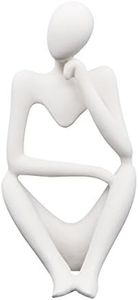 Elegante estatua de resina de arenisca blanca para pensar, escultura abstracta, tallada a mano, arte para el hogar, oficina, estantería, escritorio, manualidades, regalos (A)