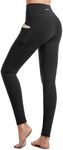 CAMBIVO High Waisted Leggings for Women, Yoga Pants with Pockets for Women Tummy Control Non See Through Workout Leggings Black