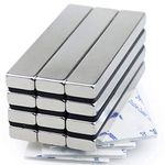 Strong Neodymium Bar Magnets with Double-Sided Adhesive, MIKEDE 12 Pack Rare Earth Metal Neodymium Magnet - 60 x 10 x 5 mm