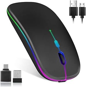 Ufanore Wireless Bluetooth Mouse, Rechargeable Slim Computer Mouse with Dual Mode (Bluetooth and 2.4G), USB C Mouse for Mac Mice, Compatible with iPad, iPhone, Laptop, MacBook, Windows(Black)