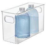 iDesign Linus Plastic Countertop, Closet, and Vanity Organizer, Storage Bin for Bathroom, Bedroom, Office, Craft Room, Kitchen, 10" x 4" x 6", Clear