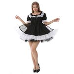 JOLINE Sissy Organza Maid French Dress Uniform Crossdressing Outfit (L) Black