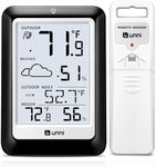 Indoor Outdoor Thermometer Hygrometer Wireless Weather Station, Temperature Humidity Monitor Battery Powered Inside Outside Thermometers with 330ft Range Remote Sensor(Black)