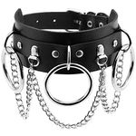 DTWAWA PU Leather Gothic Choker Collar Chain Belt, Adjustable Punk Rock Necklace for Girlfriends Daughter