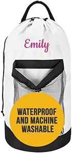 Personalized Laundry Bag Heavy Duty Custom Graduation University XL Bag Backpack with Hanging Shoulder Strap & Mesh Pocket - Back to School College Graduation Gift - Choose Your Font & Thread Color