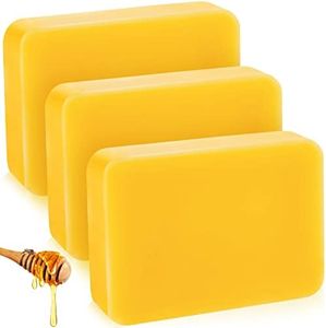 Treela 3 LB Yellow Beeswax Block Pure Beeswax Cosmetic Grade Beeswax Block Natural Beeswax for Moisturizer Lotions Creams Lip Balms Soaps Candle Making