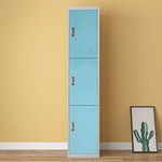 Panana Metal Lockers Storage Cupboard Steel Lockable Office File Cabinet Unit Staff Gym School Shop Changing Sky Blue (3 door)