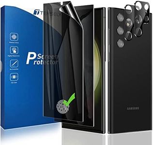 [2+2 Pack] T Tersely Privacy Screen Protector for Samsung Galaxy S23 Ultra 6.8 inch, Support Fingerprint, Anti Spy, Easy Install, 2 Pack HYDROGEL Aqua Privacy Screen Protector and 2 Pack Tempered Glass Camera Lens Protector