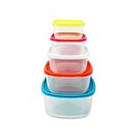 plastific Set of 5-220/350/600/1200/2000ml Food Storage Container Stackable Food Prep Container with Lid, Airtight BPA-Free, Microwave, Freezer & Dishwasher Safe (Assorted Color)