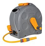 HOZELOCK - 2-in-1 Compact Hose Reel 25m : Portable or Wall-mounted Plastic Reel, Easy Rewind Function, Supplied with Nozzle, Fittings and Fixings [2415R0000]