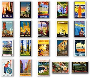 VINTAGE TRAVEL POSTERS postcard set of 20. depicting the original 1920s-1940s posters. Variety pack reprint postcards. Made in USA.