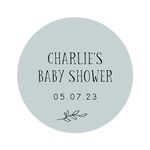 Personalised baby shower stickers | baby shower sticker/labels | for favors | round circle | choice of colours (Duck egg blue)