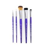 Royal & Langnickel Moderna, 5pc Scruffy & Mop Variety Brush Set for All Painting Mediums, Includes - Scruffy, Mop, Scrubber & Round Brushes Purple