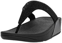 FitFlop EJ8090-050 LULU Crystal Embellished Toe-Post Sandals All Black US07