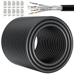 Cat 7 Ethernet Cable Outdoor 500ft, 24AWG High Speed Network Patch Cable Shielded SFTP, Cat7 RJ45 LAN Cable 10Gbs 600Mhz, UV Resistant Weatherproof Direct Burial Ethernet Cable for Modem Router PS4/5