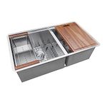 Ruvati 28-inch 60/40 Double Bowl Kitchen Sink - Undermount Low Divide 16 Gauge Stainless Steel Kitchen Sink with Brushed Finish hides Scratches, Easy-to-Clean Undermount Sinks - RVH8341