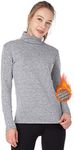 MANCYFIT Thermal Top for Women Turtleneck Shirt Long Sleeve Undershirt Ultra Soft Fleece Lined Base Layer Gray X-Large