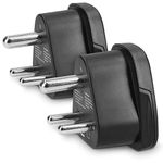 kwmobile 2x Travel Adapter Type D - Universal Travel Adapter to Type D Socket for Holidays in India, Sri Lanka, Nepal, UAE, Nigeria - Black 2-Pack