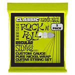 Ernie Ball Regular Slinky Classic Rock n Roll Pure Nickel Electric Guitar Strings 3 Pack - 10-46 Gauge