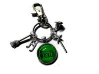 Just a little WICKED 20mm handmade glass cabochon bag clip keyring gift, oz witch novelty birthday halloween Xmas present, witches party bag favors