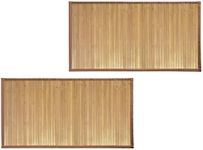 mDesign Bamboo Rectangular Spa Bath Mat Rug with Fabric Trim - Water Resistant - for Bathroom Vanity, Bathtub/Shower, Entryway - Environmentally Friendly, 21" x 34" - 2 Pack - Natural Wood Finish