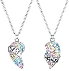 2 Pezzi Best Friends Collana, Collane migliori amici,collane con ciondolo a forma cuore dell'amicizia,collana dell'amicizia della collana BFF,regalo compleanno per i migliori amici