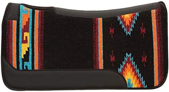 Weaver Equine 23" x 24" Pony Size Single Weave Wool Blend Horse Saddle Pad, Contoured Western Saddle Pad for Shock Absorption, Black/Orange/Navy