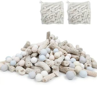 1.54lb/700g Crushed Coral for Freshwater Aquarium, Natural Fish Tank Coral Stone with 2 Mesh Bags, Aquarium Bio Filter Media Bag Reusable Aquarium Filter to Stabilize Water and Raise PH (700g)
