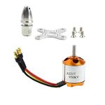 Qwinout A2217 950KV 1250KV 1500KV 2300KV Outrunner Brushless Motor 3-4S with 3.5mm Male Banana Bullet for for DIY RC Drone Kit RC Airplane Aircraft (1 Pcs,950KV Soldered)