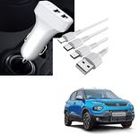 Auto Addict 2 Ports Fast Car Charger with 3 in 1 Cable (Turbo Charger,Dual USB) for Cars