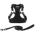 Best Pet Supplies Voyager Adjustable Dog Harness Leash Set with Reflective Stripes for Walking Heavy-Duty Full Body No Pull Vest with Leash D-Ring, Breathable All-Weather - Harness (Black), XS