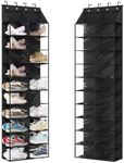 CuisinSmart Over The Door Shoe Organizer, 10 Tier Shoe Rack Hanging Shoe Storage,Large Hanging Shoe Rack with 4 Metal Hooks for Door,Oxford Cloth Narrow Shoe Rack Fit 20 Pairs Shoe