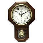 Timekeeper 17.5-Inch x 11.25-Inch Essex Westminster Chime Faux Wood Pendulum Wall Clock, Walnut