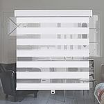 KELIXU Zebra Blinds for Windows Cordless Roller Shades with Valance Cover, Dual Layer Sheer Day and Night Blinds, Horizontal Blinds for Light Filtering & Privacy Protection, 28" W X 72" H, White