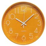 Taodyans Silent Wall Clock 12 Inch Kitchen Clock Quartz Battery Operated Round Modern Hanging Clock for Office Class Room Living Room Bedrooms (Orange)