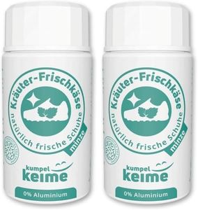 Schuhdeo Kräuter-Frischkäse Minze - Das Mikrobiologische Schuhpuder gegen Fußgeruch - Frische für Arbeitsschuhe, Sicherheitsschuhe, Sportschuhe & mehr - 6 Monate neutrales Schuhklima (Packung mit 2)