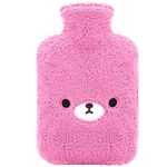 samply Hot Water Bottle with Cute Cover,2L Hot Water Bag for Hot and Cold Compress, Hand Feet Warmer,Neck and Shoulder Pain Relief, Purple Bear