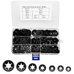 340 Pcs Starlock Washers, Internal Tooth Washers Quick Speed Locking Washers Push On Speed Clips Fasteners Assortment Kit 7 SizeM3 M4 M5 M6 M8 M10 M12Tooth Washers Push On Speed Clips Assortment Tool