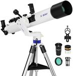 SVBONY SV520 Telescope for Adults High Powered, 90mm Aperture 800mm Focal Length, Refractor with AZ Mount, Telescope Kit for Beginners with PL10, K25 Eyepiece, Barlow Lens, Phone Mount