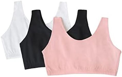 Fruit of the Loom Women's Tank Style Cotton Sports Bra, Blushing Rose/Black/White, 34