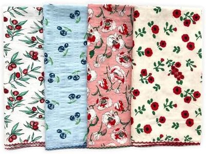 APIGANIZ 4 Pcs 21"x21" Cotton Bandana for Women, Super Soft Puckered (Bubble) Fabric, Neck Scarf for Women, All-Occasion Gift - Q01