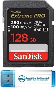 SanDisk Extreme Pro UHS-II 128GB SD Memory Card Works with Canon EOS R8, EOS R7, EOS R5 C Mirrorless Camera (SDSDXEP-128G-GN4IN) Bundle with 1 Everything But Stromboli 3.0 MicroSDXC & SD Card Reader