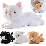 Prextex Cat Plush Toy with Zippered Pouch and 3 Little Plush Baby Kittens, Soft and Cuddly Kitty Toys for Kids, Perfect Cat Teddy for Girls, Fun and Interactive Toy Cat, Great Gift Set and Party Favor