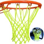 Basketball Net Outdoor, Upgraded Glow-in-The-Dark Basketball Net, Heavy Duty Basketball Net Outdoor, 12 Ring Standard Size Nightlight Basketball Sports Gift Sports School (Fluorescent Green)