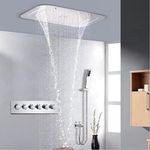 Aquieen 3 inlet Rain, Waterfall and Mist shower SS304 Ceiling Shower (27 x 17 Rain + Mist + Waterfall + LED)